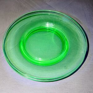 (2) 1930s 7.5” Green Glass Uranium Glass Plates